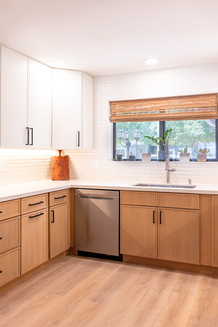 Custom cabinetry and countertop detail in the finished Scottsdale kitchen