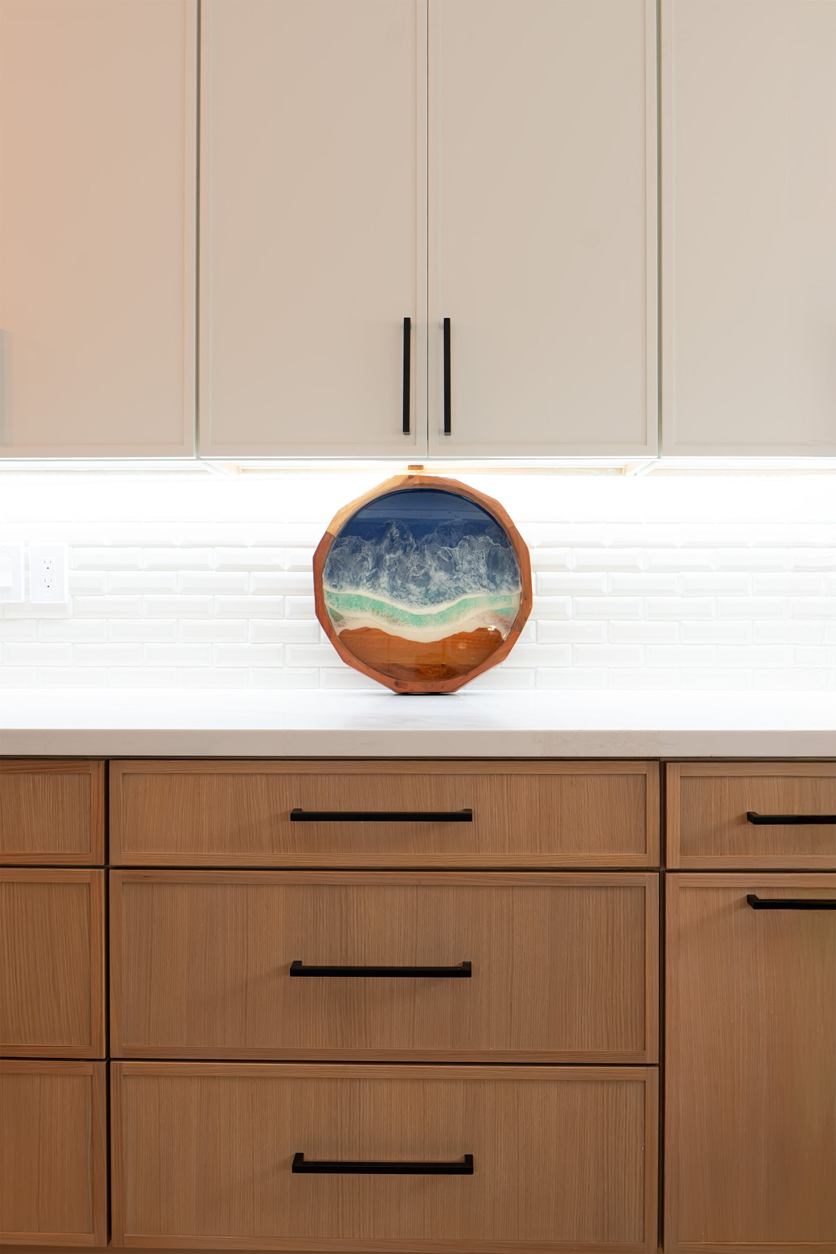 Streamlined cabinetry and counter detail in the finished Sun City kitchen